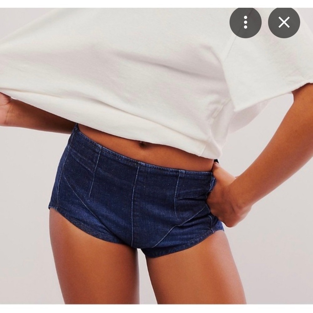 NWT Free People Movement Hot Shot Denim Undie Shorts Deep Sea Indigo XL